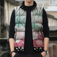 Japanese Kocho Pattern Sleeveless Puffer Jacket Insect Pillar Butterfly Flower Fairy - Wonder Print Shop