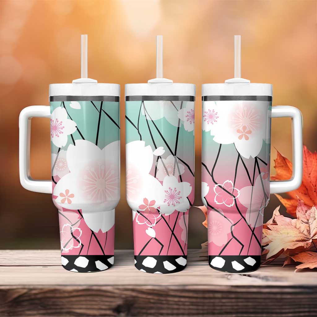 Japanese Kocho Pattern Tumbler With Handle Insect Pillar Butterfly Flower Fairy - Wonder Print Shop