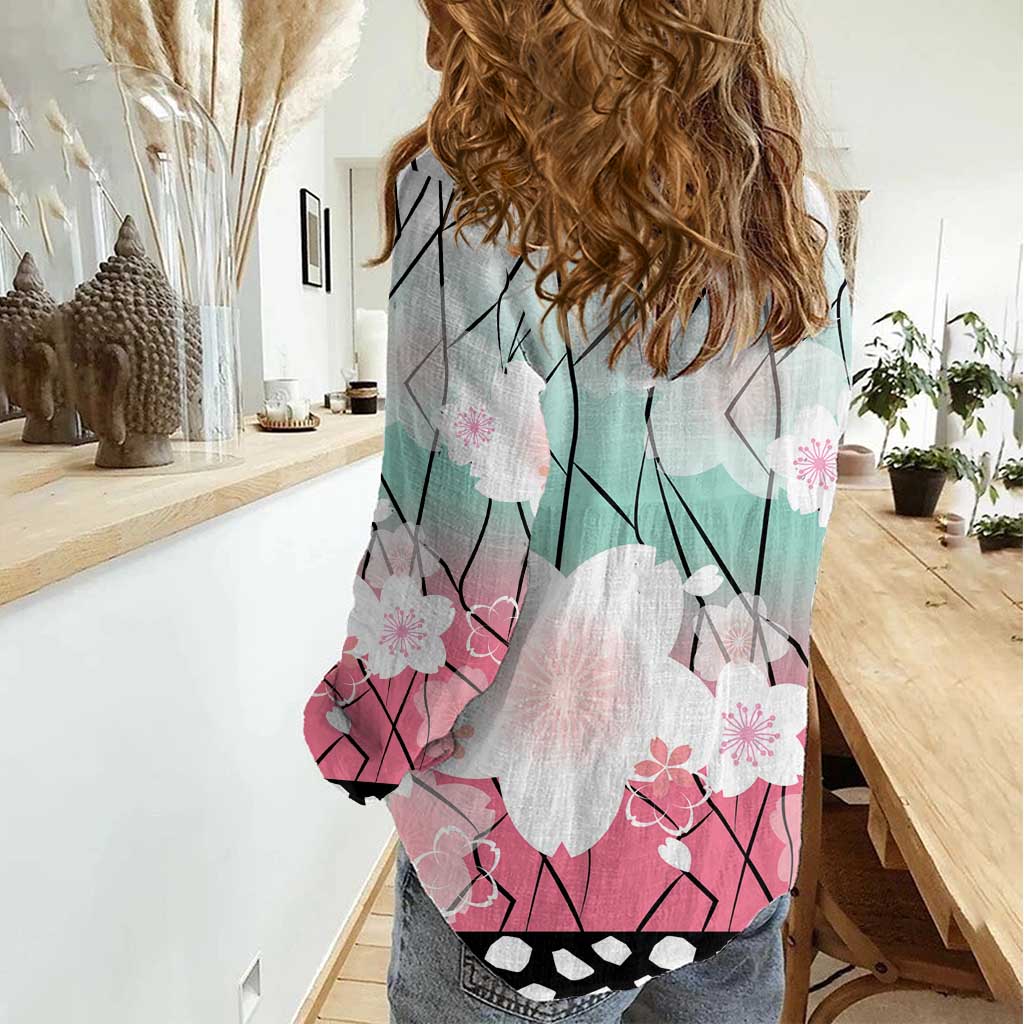 Japanese Kocho Pattern Women Casual Shirt Insect Pillar Butterfly Flower Fairy - Wonder Print Shop