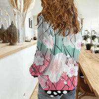 Japanese Kocho Pattern Women Casual Shirt Insect Pillar Butterfly Flower Fairy - Wonder Print Shop