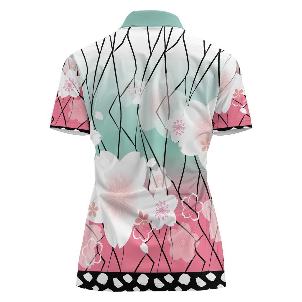 Japanese Kocho Pattern Women Polo Shirt Insect Pillar Butterfly Flower Fairy - Wonder Print Shop