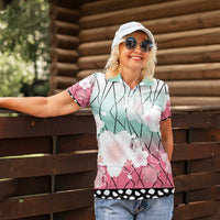 Japanese Kocho Pattern Women Polo Shirt Insect Pillar Butterfly Flower Fairy - Wonder Print Shop