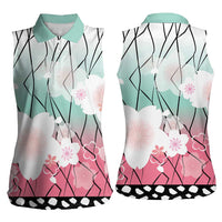 Japanese Kocho Pattern Women Sleeveless Polo Shirt Insect Pillar Butterfly Flower Fairy - Wonder Print Shop