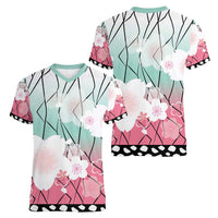 Japanese Kocho Pattern Women V-Neck T-Shirt Insect Pillar Butterfly Flower Fairy - Wonder Print Shop