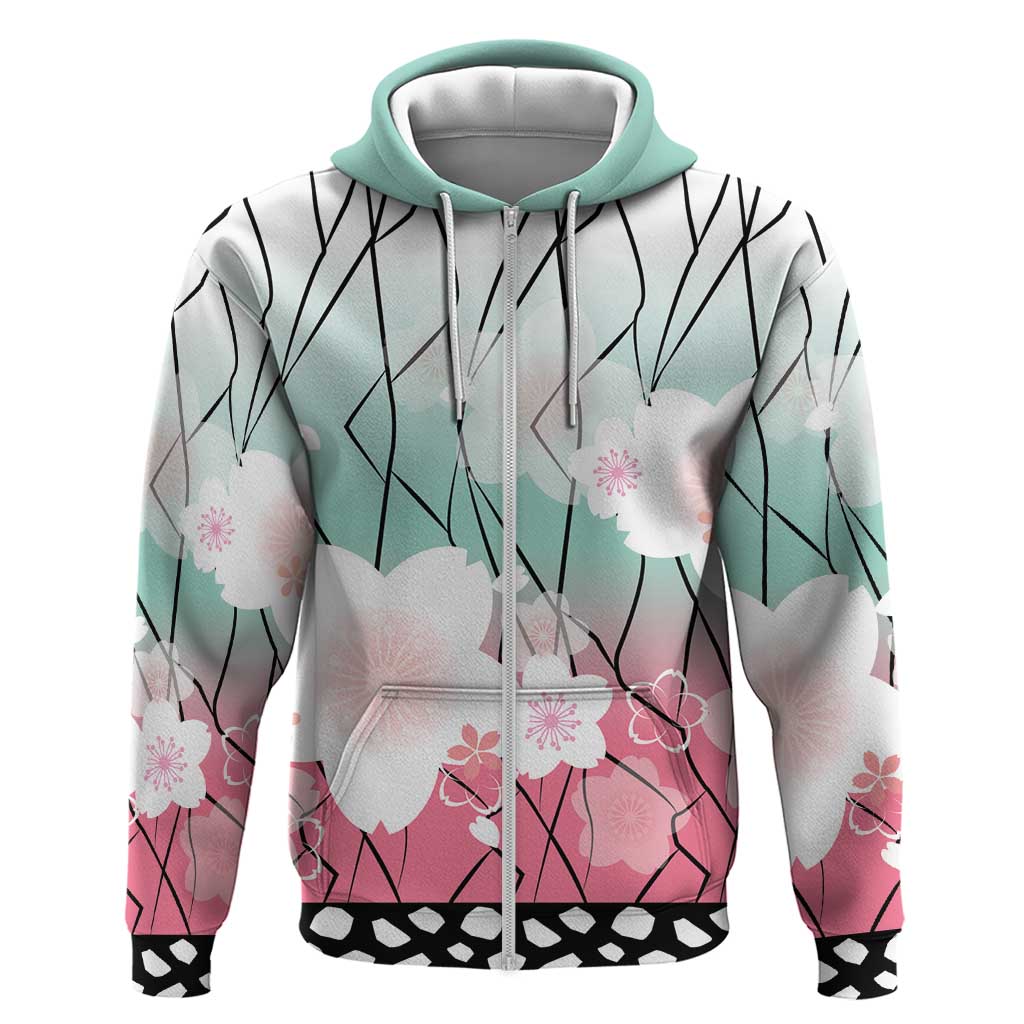 Japanese Kocho Pattern Zip Hoodie Insect Pillar Butterfly Flower Fairy - Wonder Print Shop