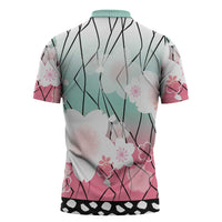 Japanese Kocho Pattern Zipper Polo Shirt Insect Pillar Butterfly Flower Fairy - Wonder Print Shop