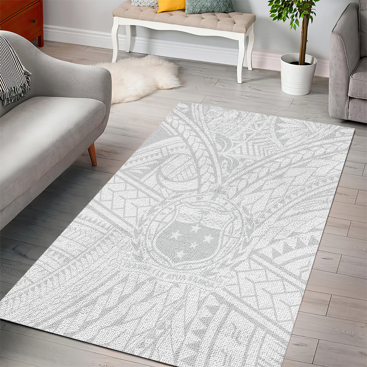 Samoa Lotu Tamaiti Area Rug Polynesian White Sunday Simple LT9 - Wonder Print Shop
