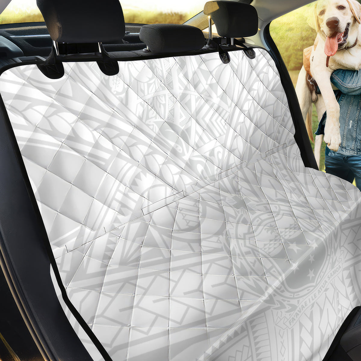 Samoa Lotu Tamaiti Back Car Seat Cover Polynesian White Sunday Simple LT9 - Wonder Print Shop