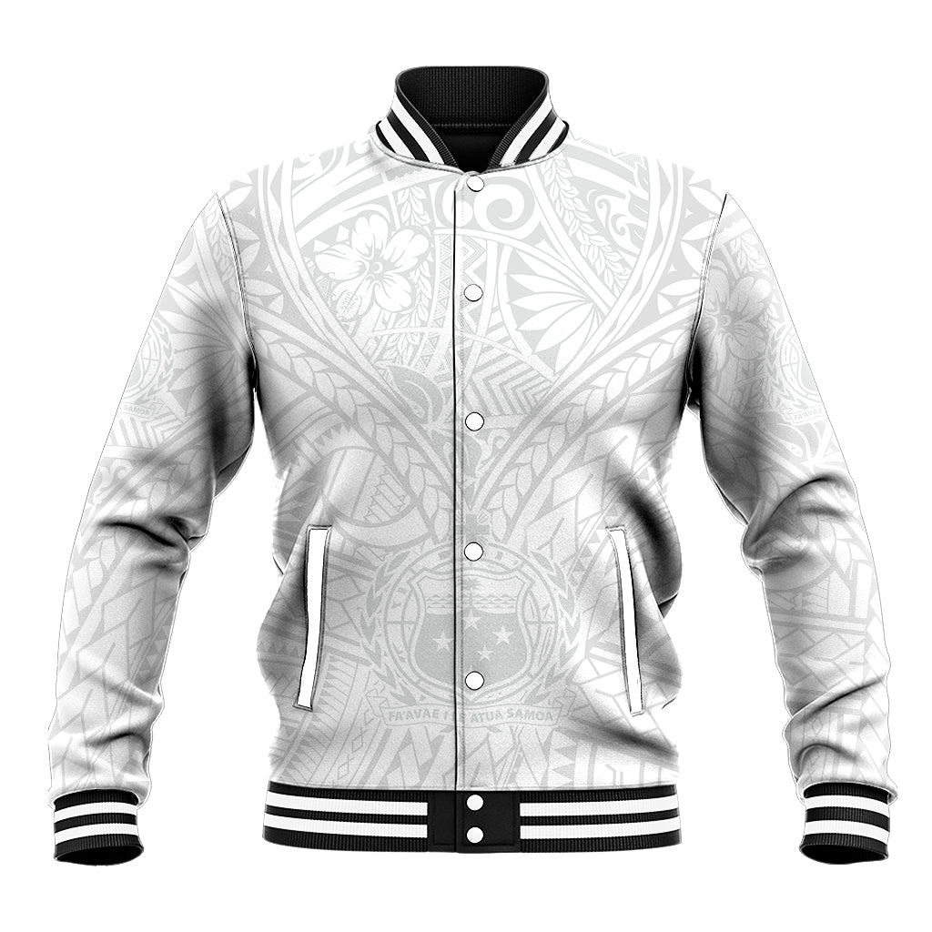 Samoa Lotu Tamaiti Baseball Jacket Polynesian White Sunday Simple LT9 - Wonder Print Shop