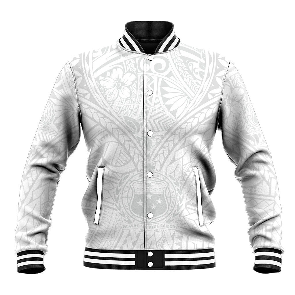 Samoa Lotu Tamaiti Baseball Jacket Polynesian White Sunday Simple LT9 - Wonder Print Shop
