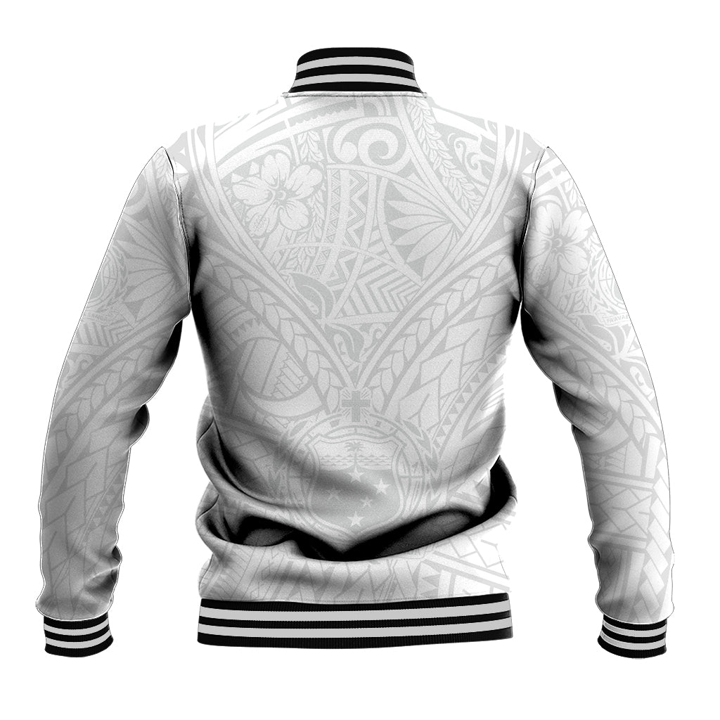 Samoa Lotu Tamaiti Baseball Jacket Polynesian White Sunday Simple LT9 - Wonder Print Shop