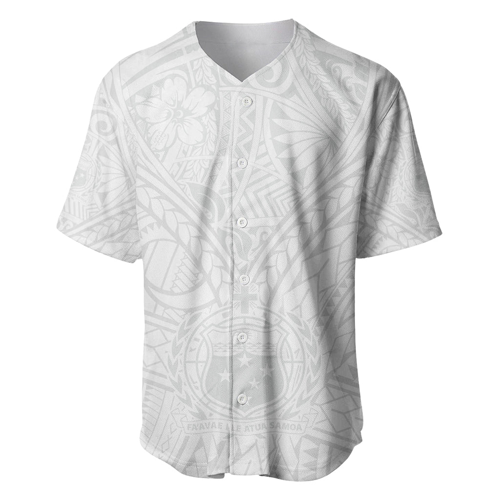 Samoa Lotu Tamaiti Baseball Jersey Polynesian White Sunday Simple LT9 - Wonder Print Shop