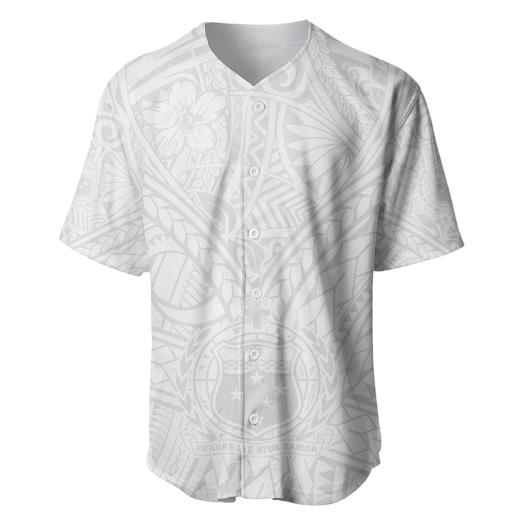 Samoa Lotu Tamaiti Baseball Jersey Polynesian White Sunday Simple LT9 - Wonder Print Shop