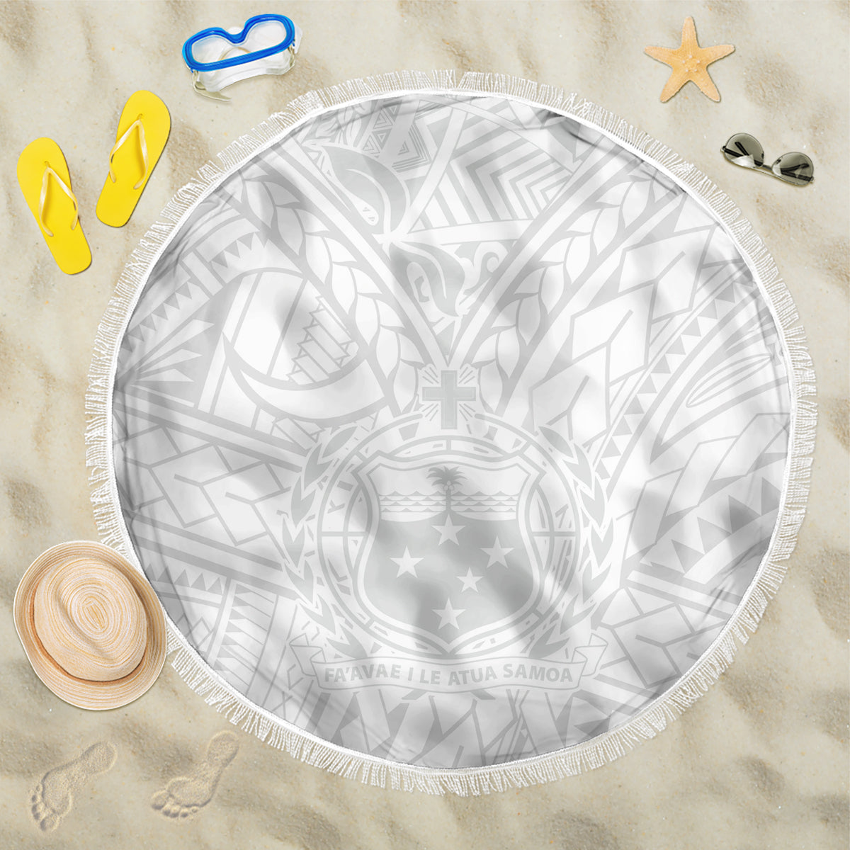 Samoa Lotu Tamaiti Beach Blanket Polynesian White Sunday Simple LT9 - Wonder Print Shop