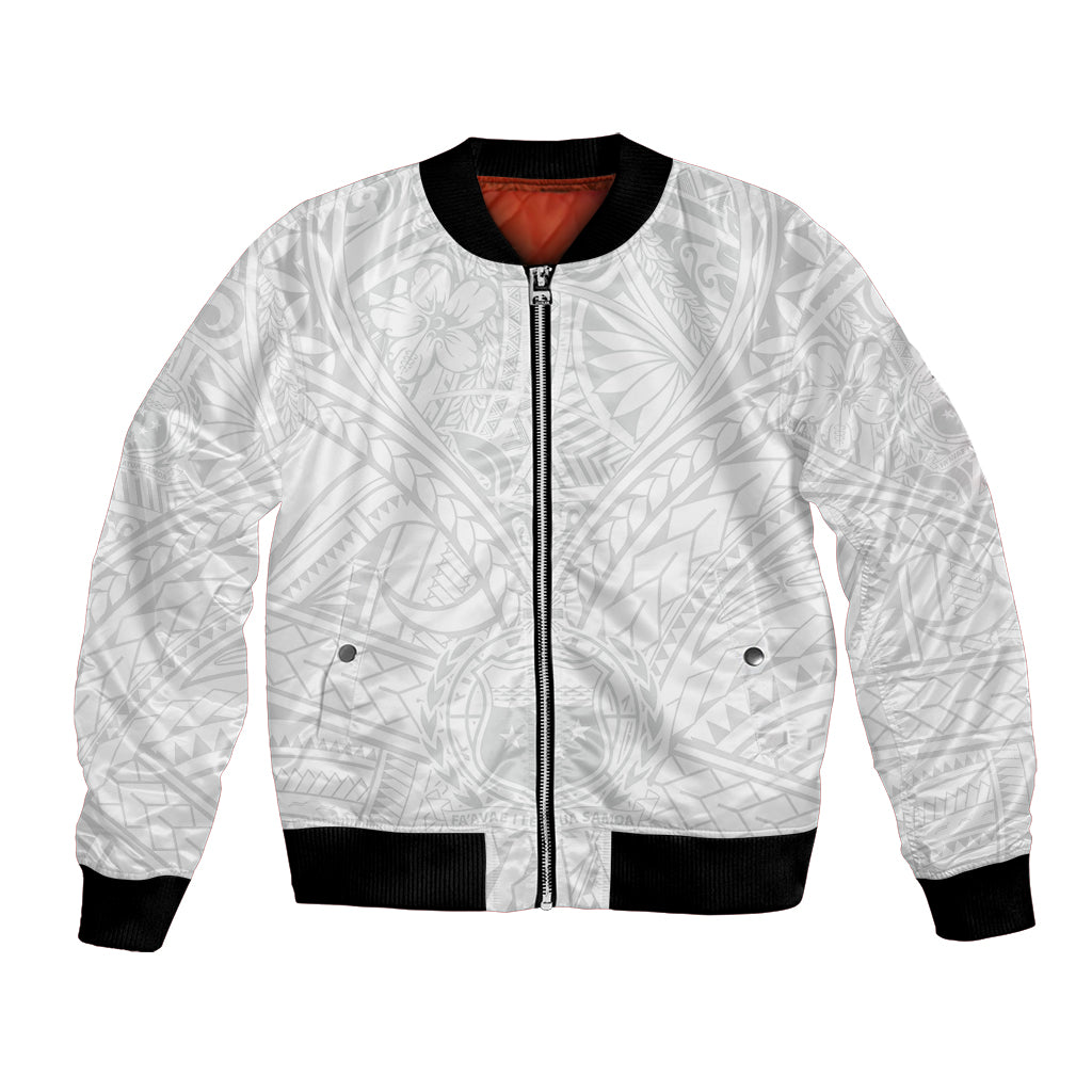 Samoa Lotu Tamaiti Bomber Jacket Polynesian White Sunday Simple LT9 - Wonder Print Shop