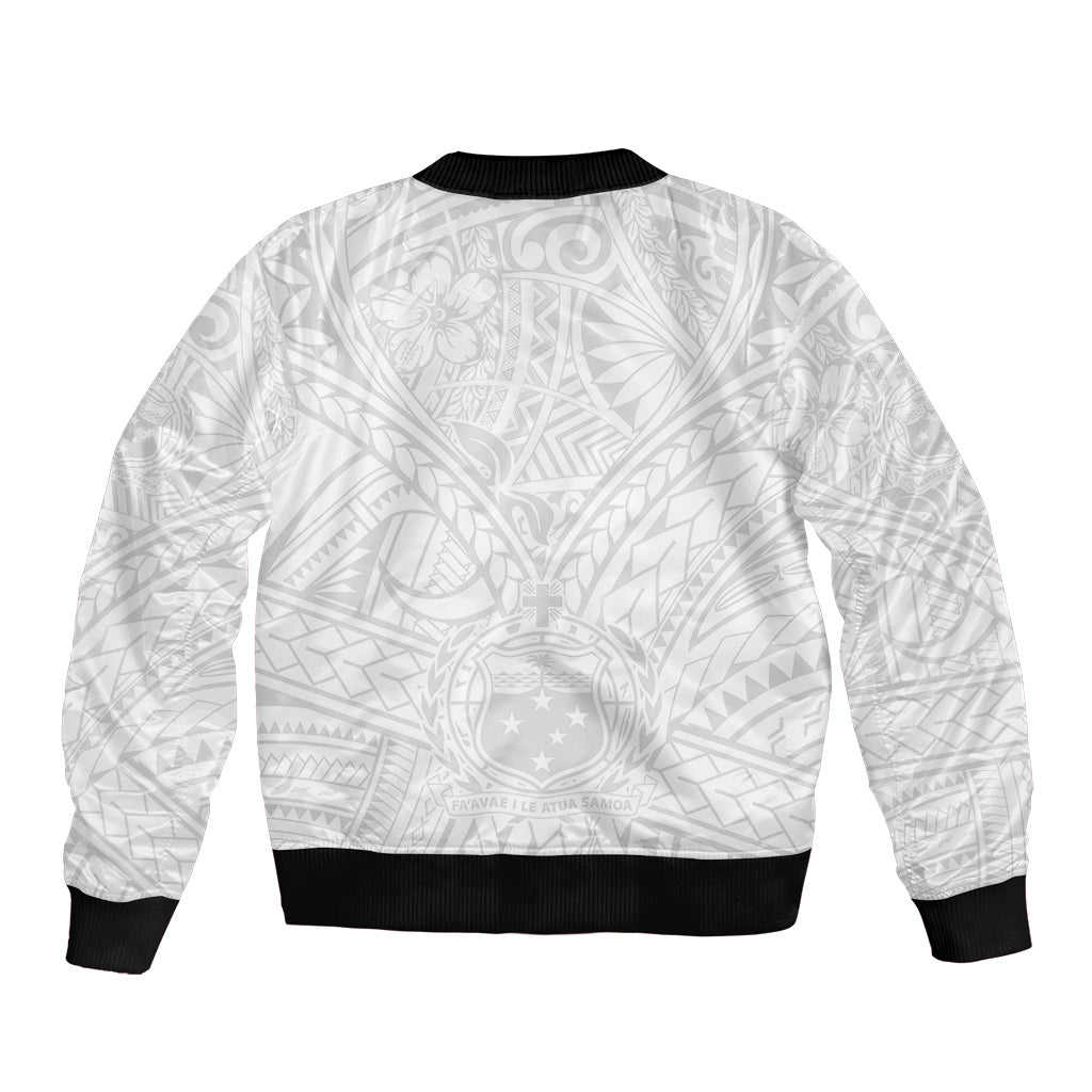 Samoa Lotu Tamaiti Bomber Jacket Polynesian White Sunday Simple LT9 - Wonder Print Shop