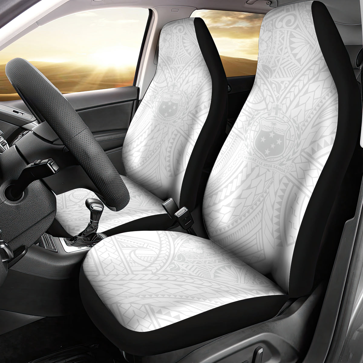 Samoa Lotu Tamaiti Car Seat Cover Polynesian White Sunday Simple LT9 - Wonder Print Shop