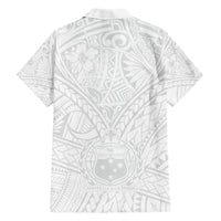 Samoa Lotu Tamaiti Family Matching Short Sleeve Bodycon Dress and Hawaiian Shirt Polynesian White Sunday Simple - Wonder Print Shop