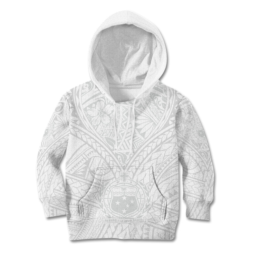 Samoa Lotu Tamaiti Kid Hoodie Polynesian White Sunday Simple - Wonder Print Shop