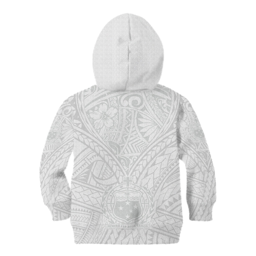 Samoa Lotu Tamaiti Kid Hoodie Polynesian White Sunday Simple - Wonder Print Shop