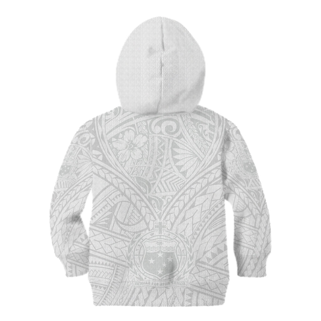 Samoa Lotu Tamaiti Kid Hoodie Polynesian White Sunday Simple - Wonder Print Shop
