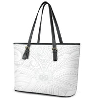 Samoa Lotu Tamaiti Leather Tote Bag Polynesian White Sunday Simple - Wonder Print Shop