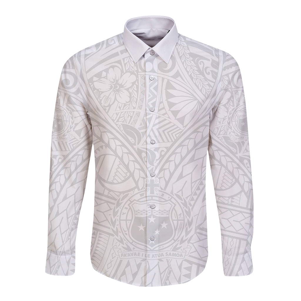 Samoa Lotu Tamaiti Long Sleeve Button Shirt Polynesian White Sunday Simple - Wonder Print Shop