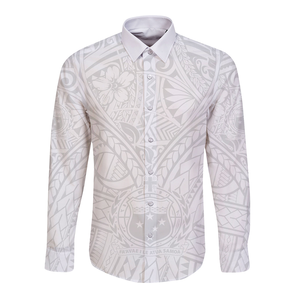 Samoa Lotu Tamaiti Long Sleeve Button Shirt Polynesian White Sunday Simple - Wonder Print Shop