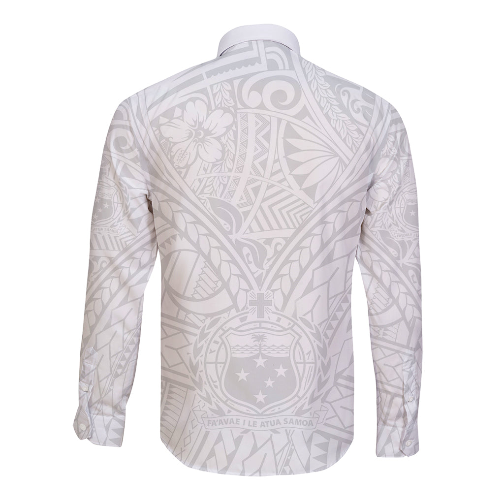 Samoa Lotu Tamaiti Long Sleeve Button Shirt Polynesian White Sunday Simple - Wonder Print Shop