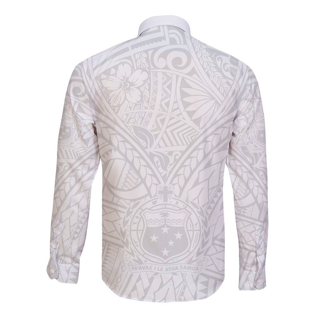 Samoa Lotu Tamaiti Long Sleeve Button Shirt Polynesian White Sunday Simple - Wonder Print Shop