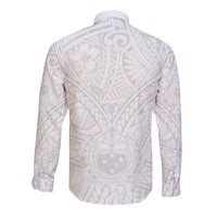 Samoa Lotu Tamaiti Long Sleeve Button Shirt Polynesian White Sunday Simple - Wonder Print Shop