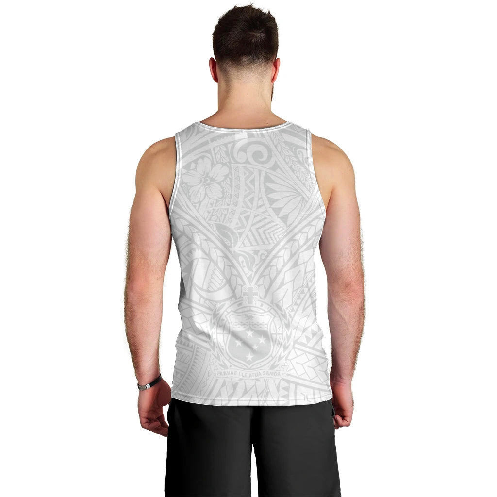 Samoa Lotu Tamaiti Men Tank Top Polynesian White Sunday Simple - Wonder Print Shop
