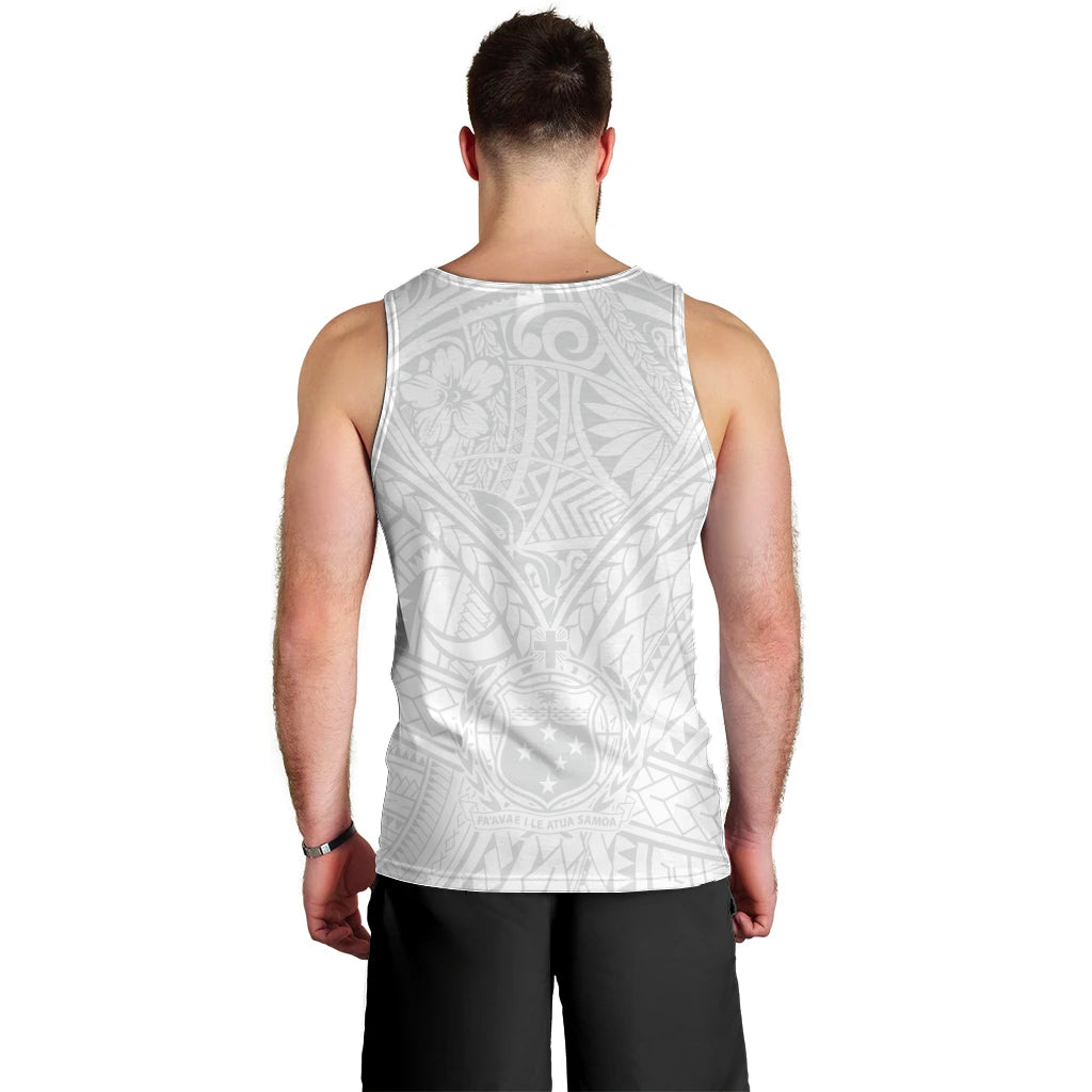 Samoa Lotu Tamaiti Men Tank Top Polynesian White Sunday Simple - Wonder Print Shop