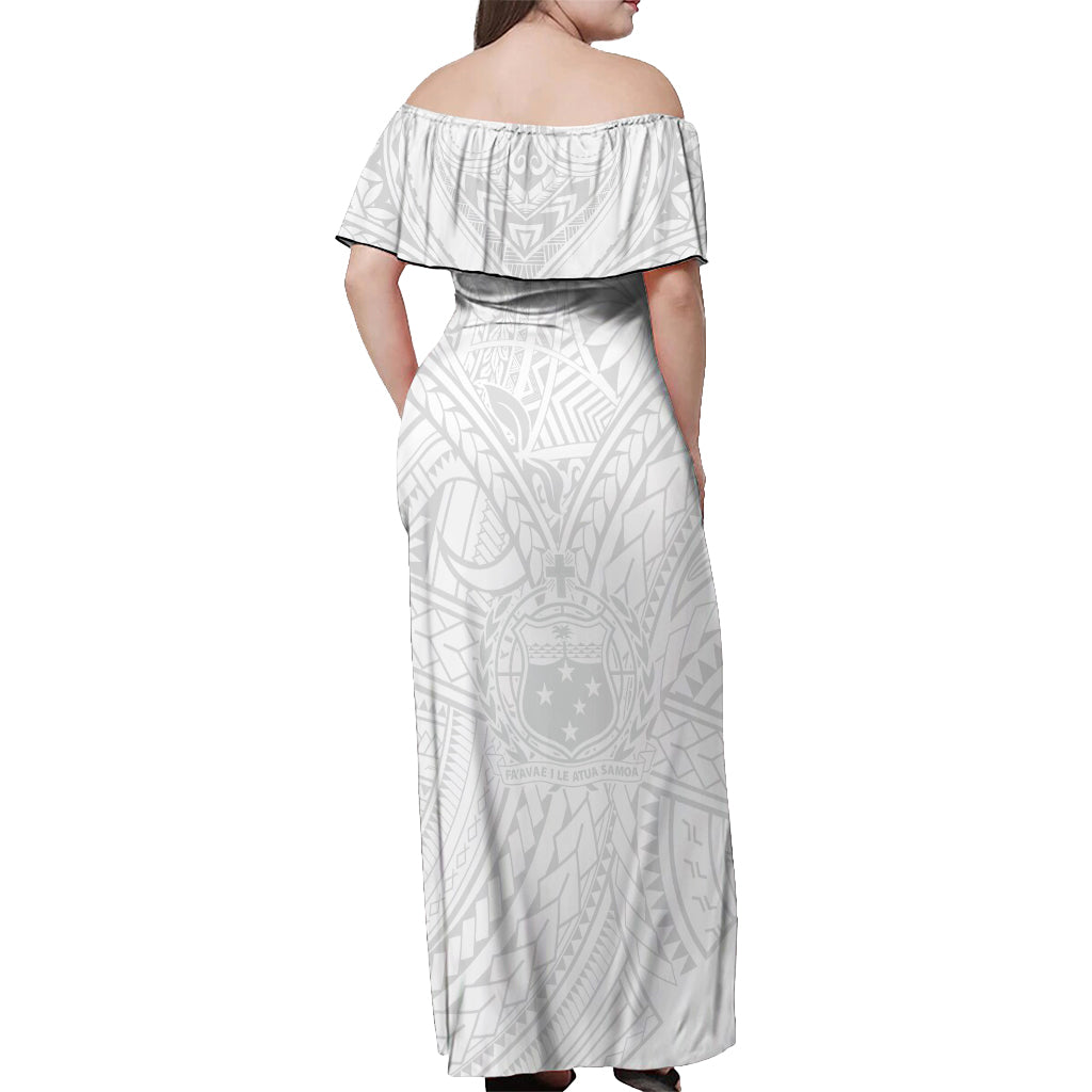 Samoa Lotu Tamaiti Off Shoulder Maxi Dress Polynesian White Sunday Simple - Wonder Print Shop
