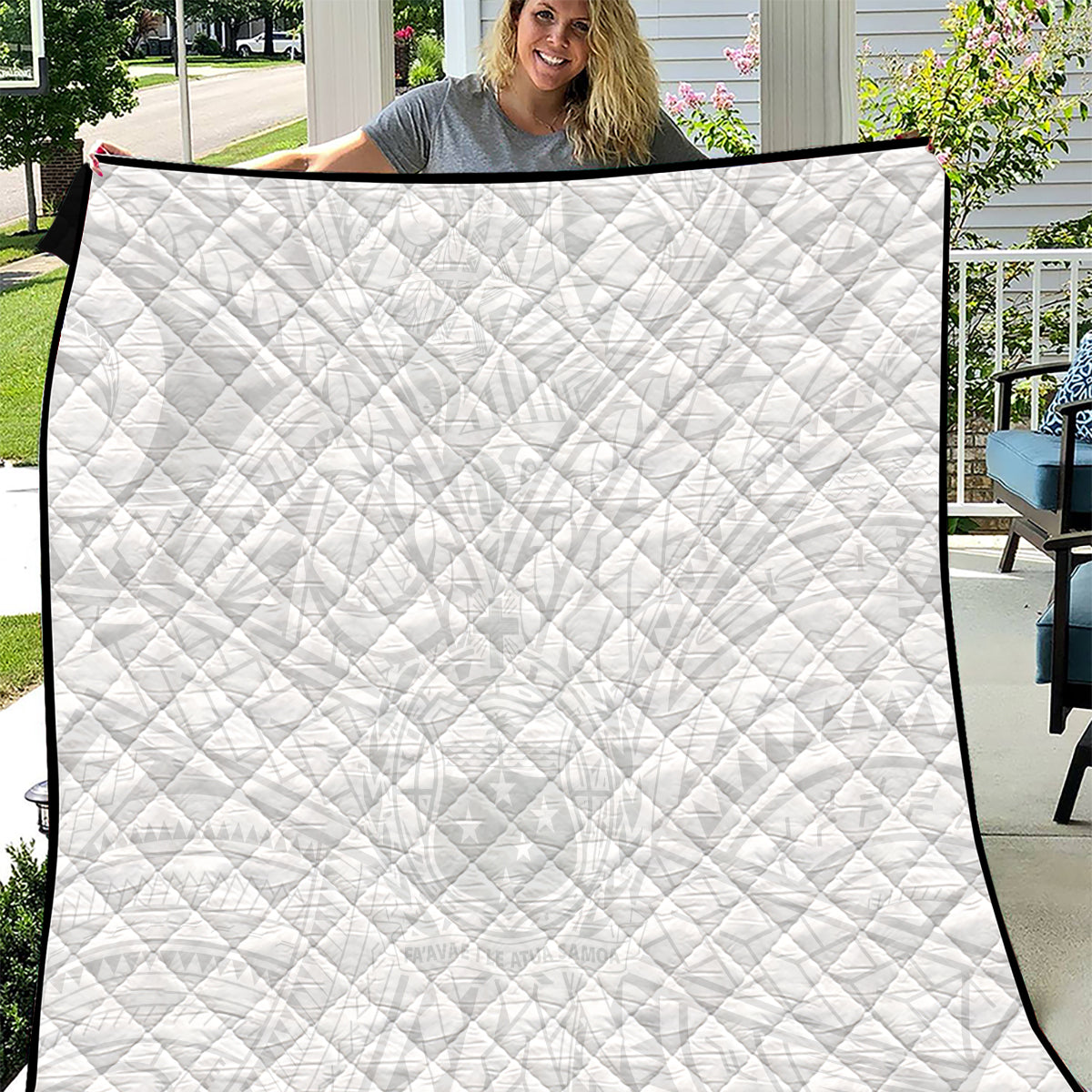 Samoa Lotu Tamaiti Quilt Polynesian White Sunday Simple - Wonder Print Shop