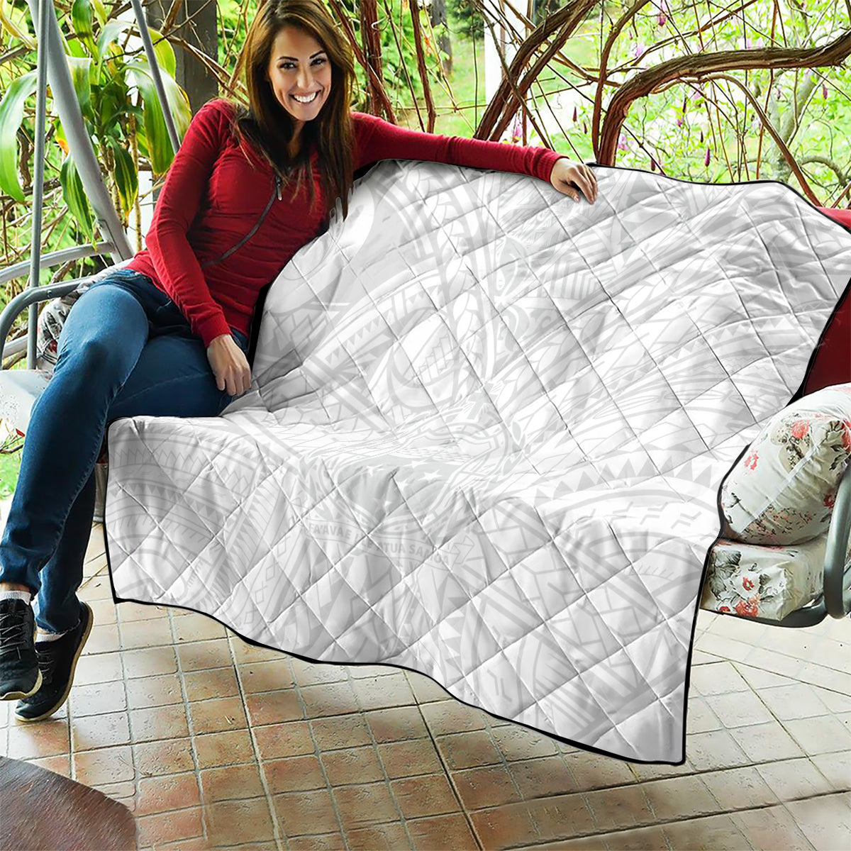 Samoa Lotu Tamaiti Quilt Polynesian White Sunday Simple - Wonder Print Shop