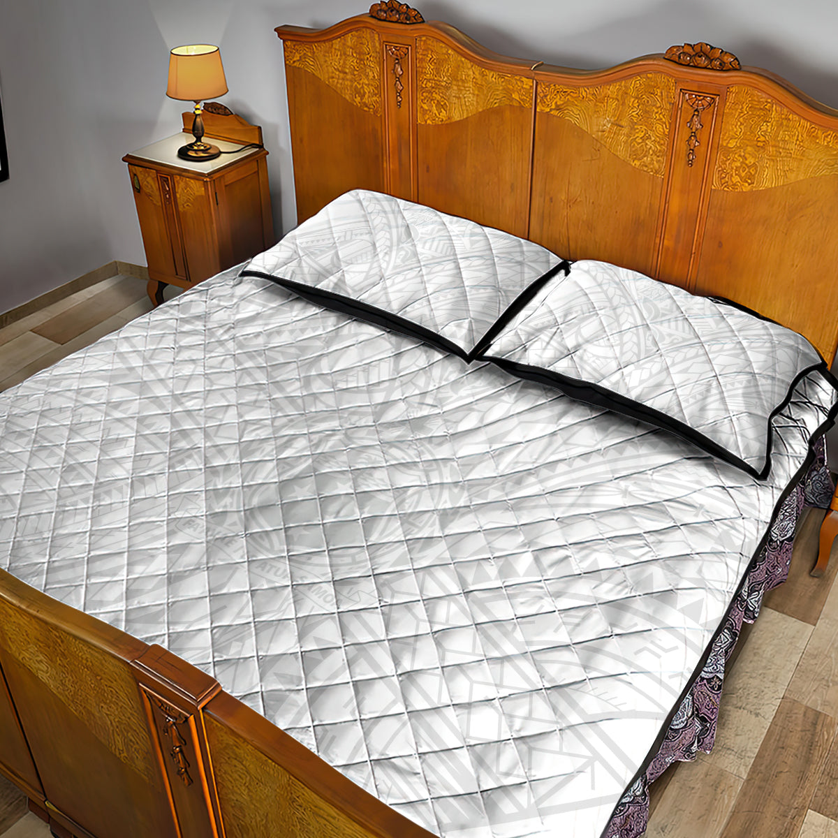 Samoa Lotu Tamaiti Quilt Bed Set Polynesian White Sunday Simple - Wonder Print Shop