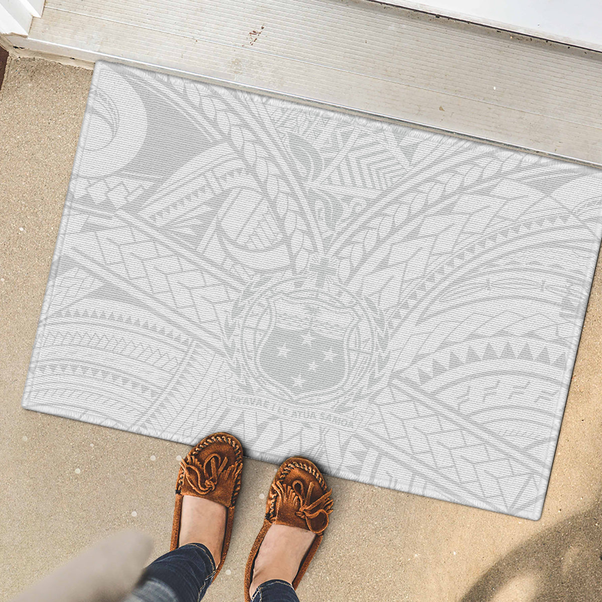 Samoa Lotu Tamaiti Rubber Doormat Polynesian White Sunday Simple - Wonder Print Shop
