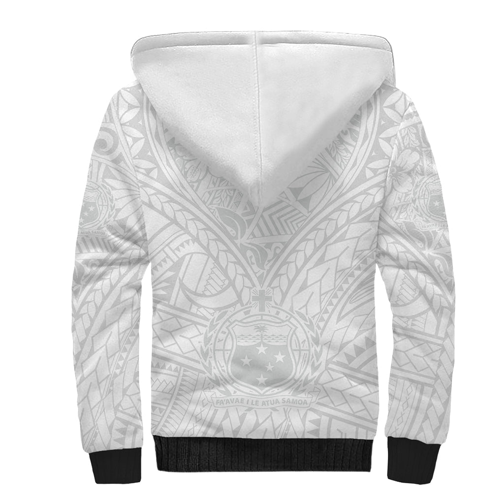 Samoa Lotu Tamaiti Sherpa Hoodie Polynesian White Sunday Simple - Wonder Print Shop