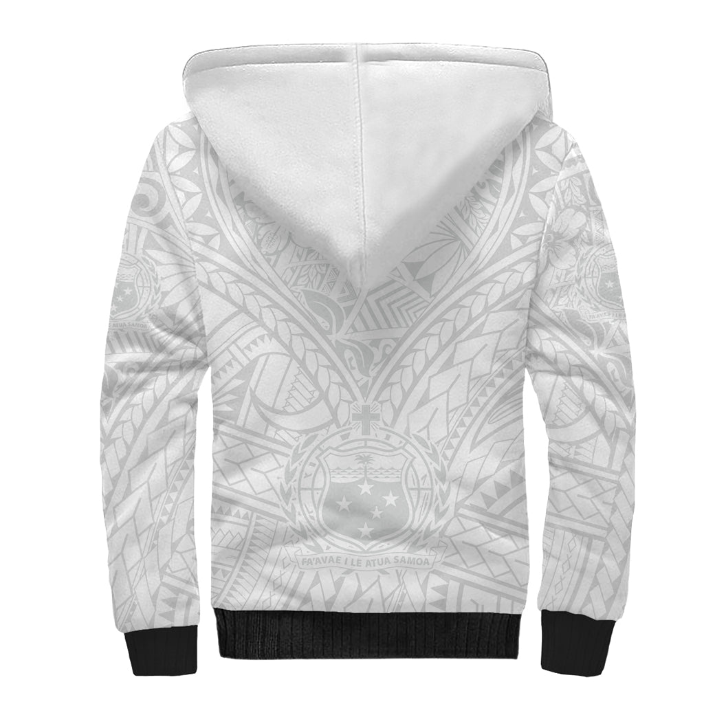 Samoa Lotu Tamaiti Sherpa Hoodie Polynesian White Sunday Simple - Wonder Print Shop