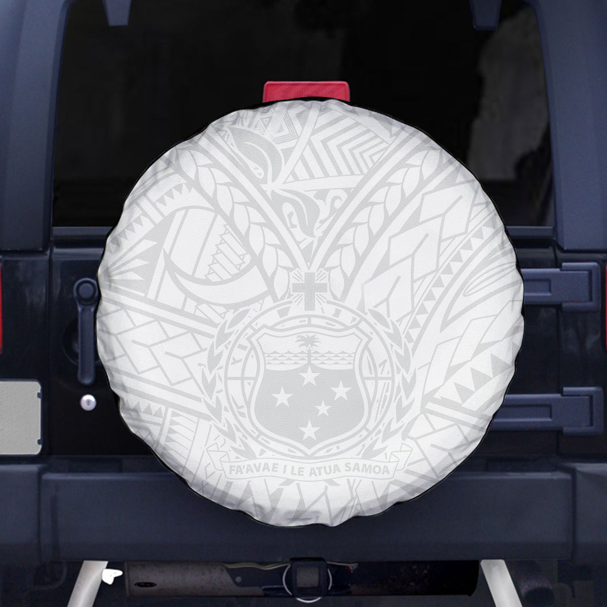 Samoa Lotu Tamaiti Spare Tire Cover Polynesian White Sunday Simple - Wonder Print Shop
