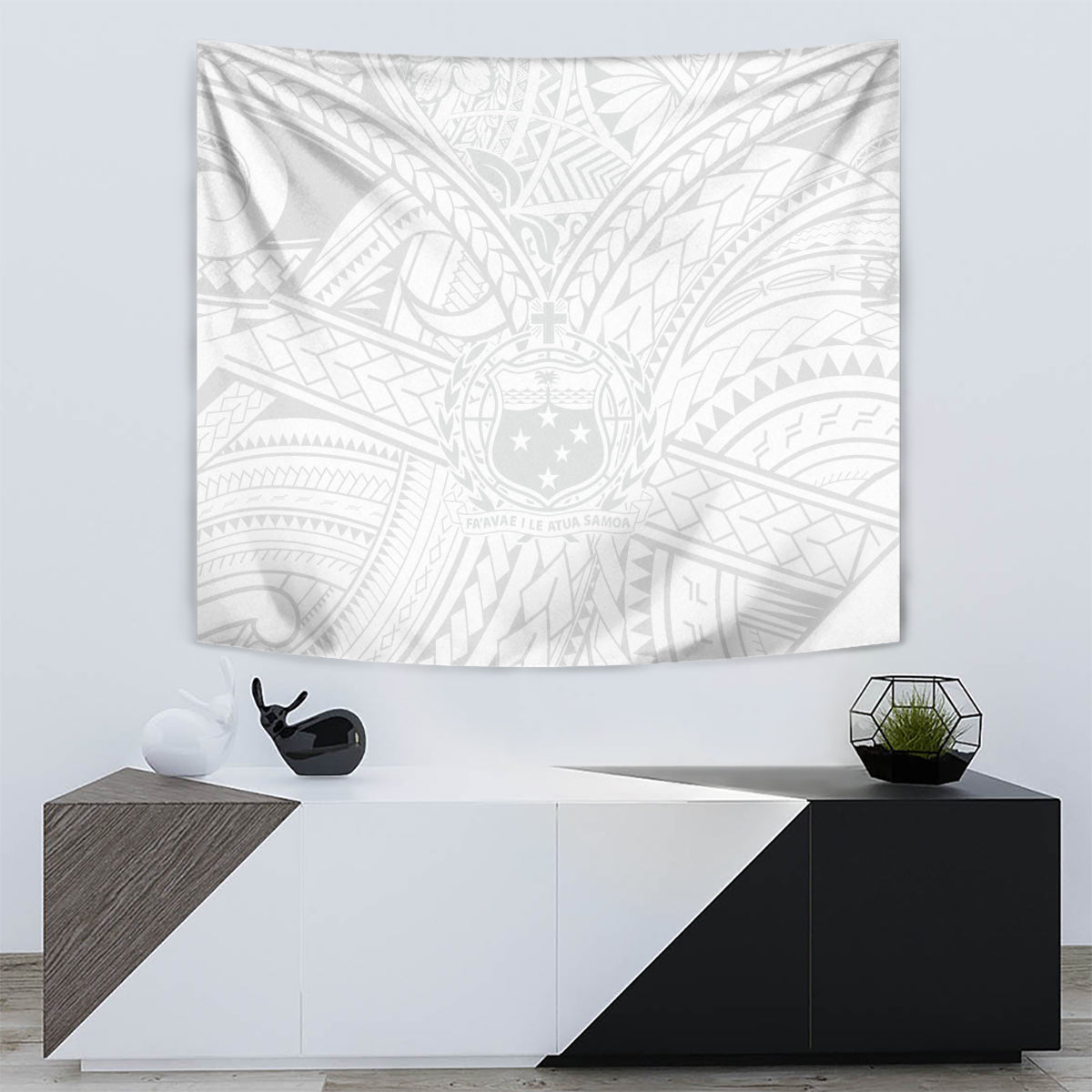 Samoa Lotu Tamaiti Tapestry Polynesian White Sunday Simple - Wonder Print Shop