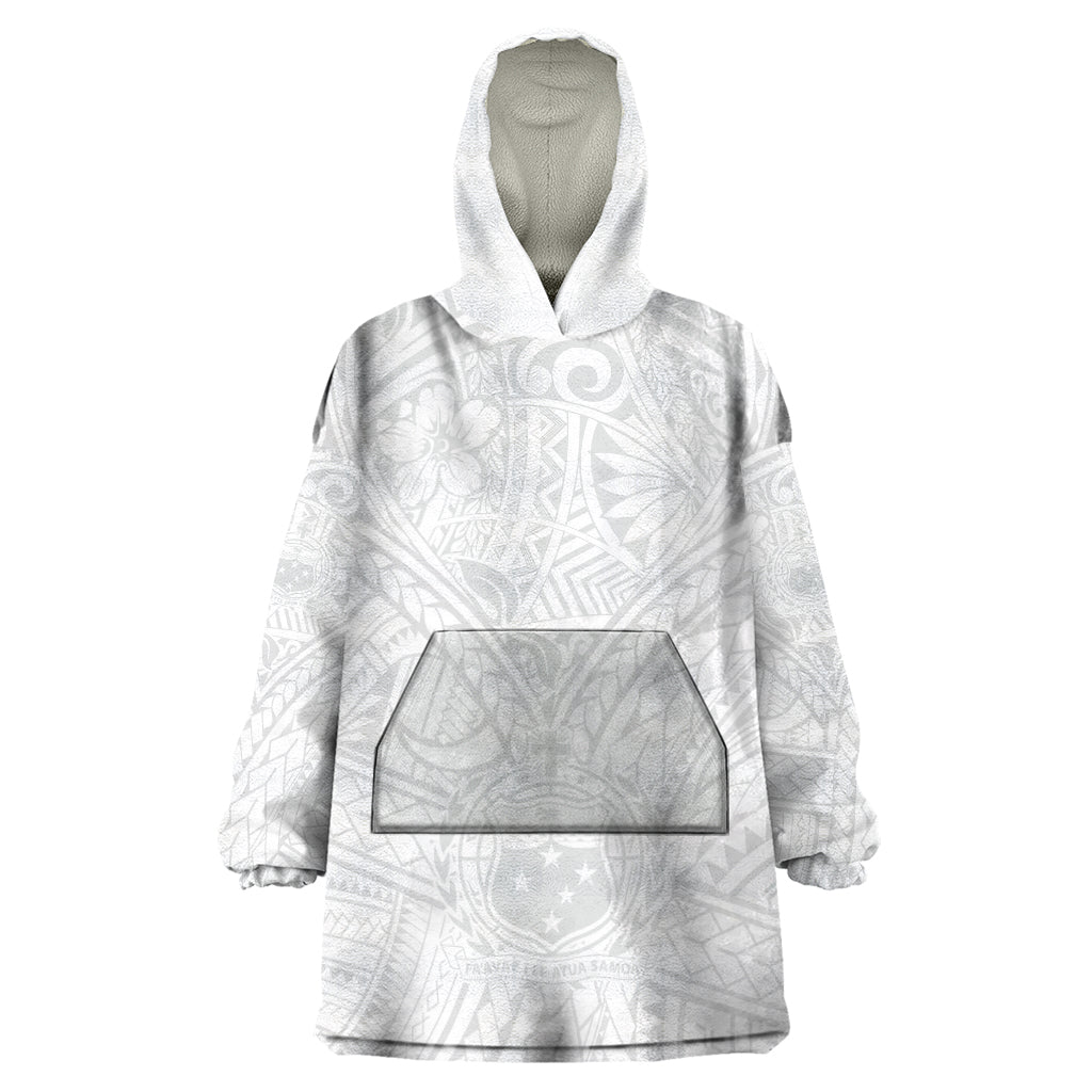 Samoa Lotu Tamaiti Wearable Blanket Hoodie Polynesian White Sunday Simple - Wonder Print Shop