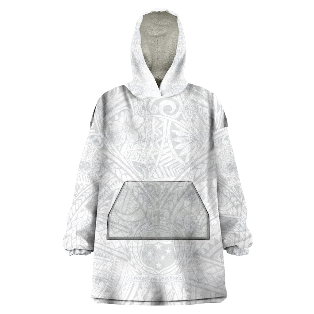 Samoa Lotu Tamaiti Wearable Blanket Hoodie Polynesian White Sunday Simple - Wonder Print Shop