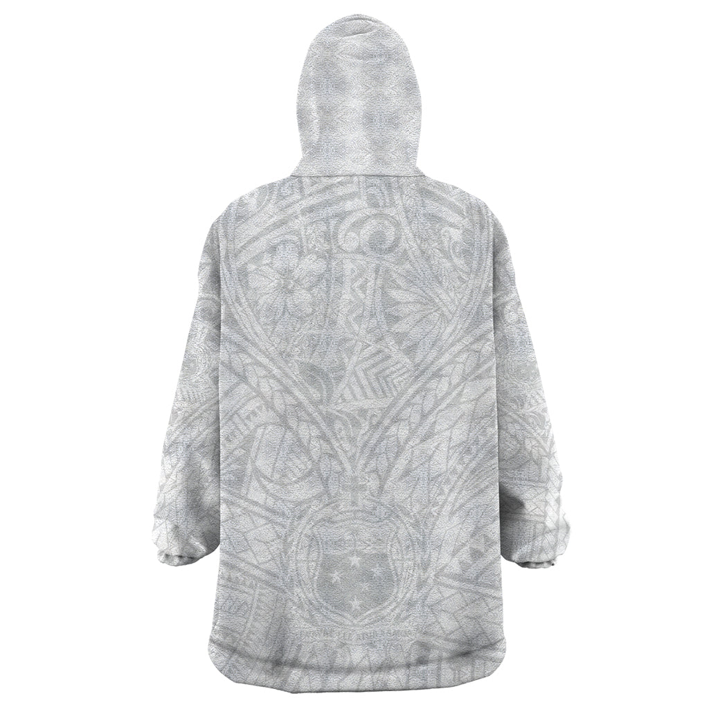 Samoa Lotu Tamaiti Wearable Blanket Hoodie Polynesian White Sunday Simple - Wonder Print Shop