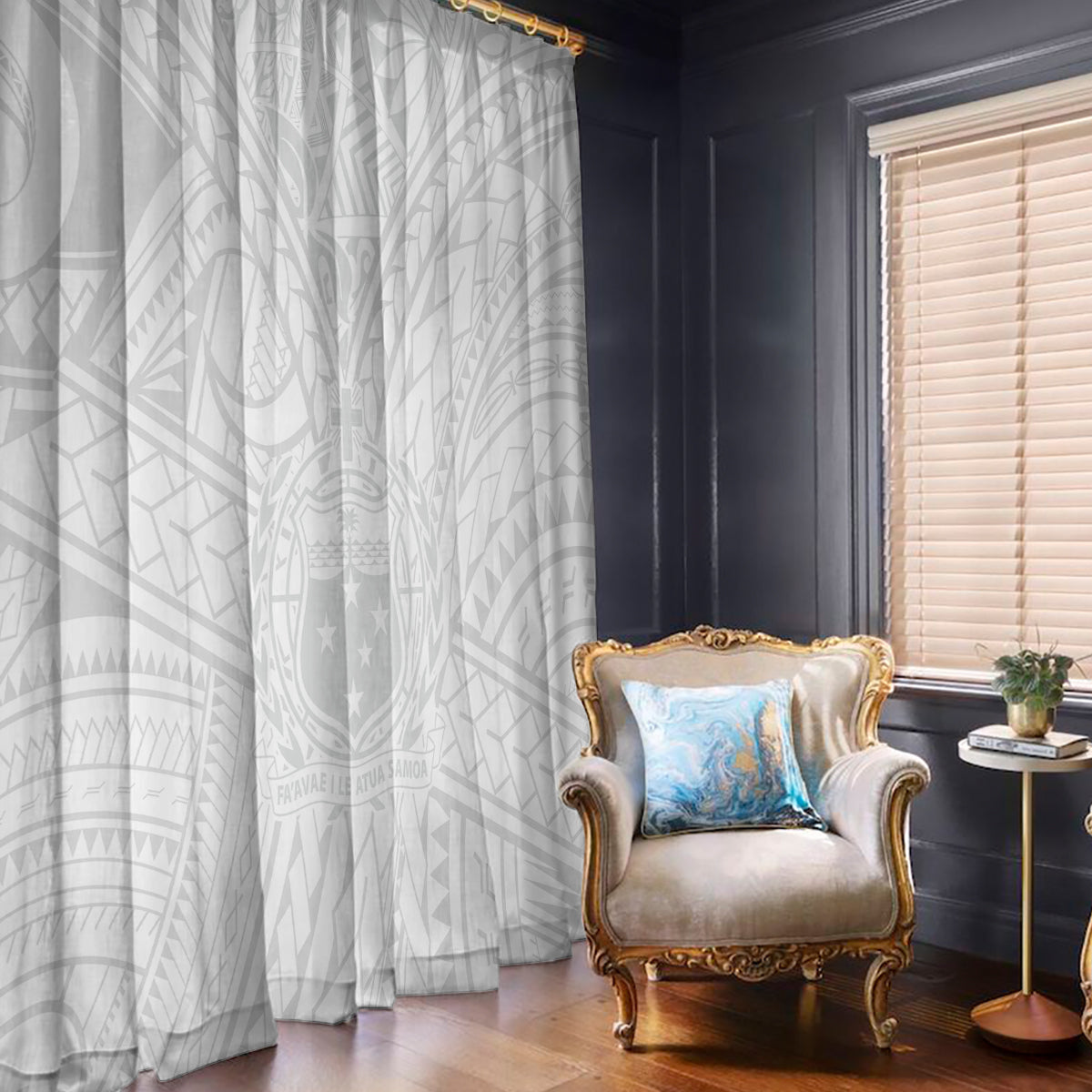 Samoa Lotu Tamaiti Window Curtain Polynesian White Sunday Simple - Wonder Print Shop