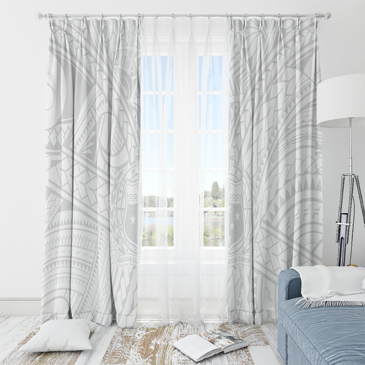 Samoa Lotu Tamaiti Window Curtain Polynesian White Sunday Simple - Wonder Print Shop