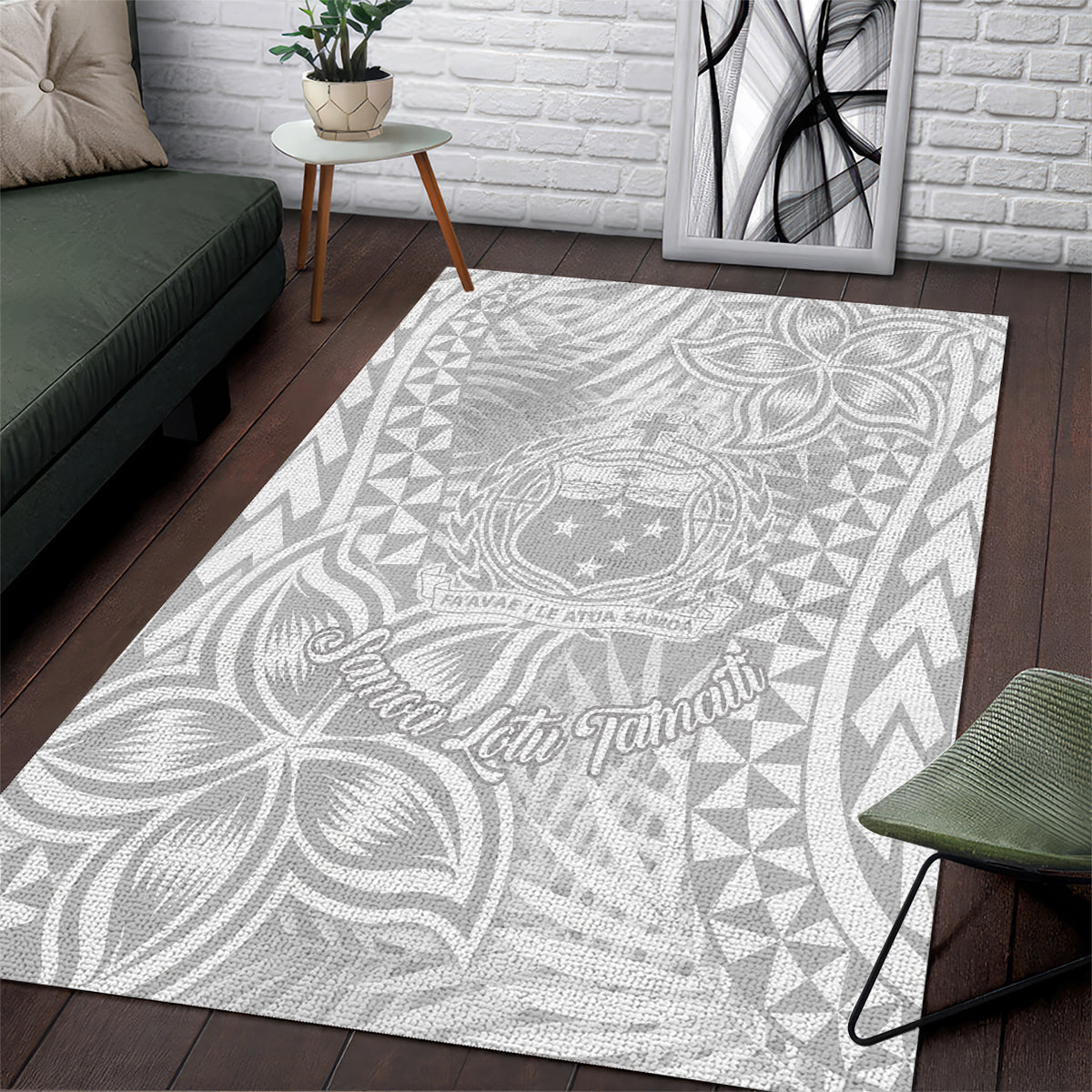 Samoa Lotu Tamait Area Rug Tropical Plant White Sunday With Polynesia Pattern LT9 - Wonder Print Shop