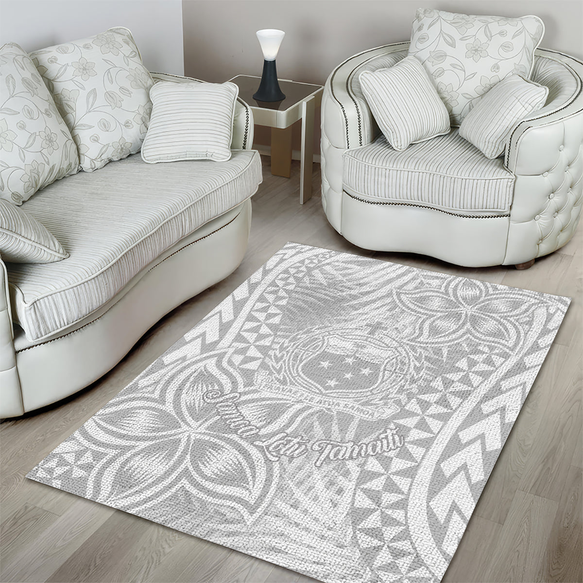 Samoa Lotu Tamait Area Rug Tropical Plant White Sunday With Polynesia Pattern LT9 - Wonder Print Shop