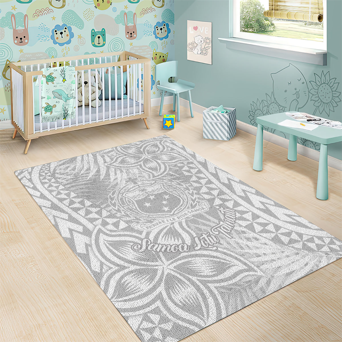 Samoa Lotu Tamait Area Rug Tropical Plant White Sunday With Polynesia Pattern LT9 - Wonder Print Shop